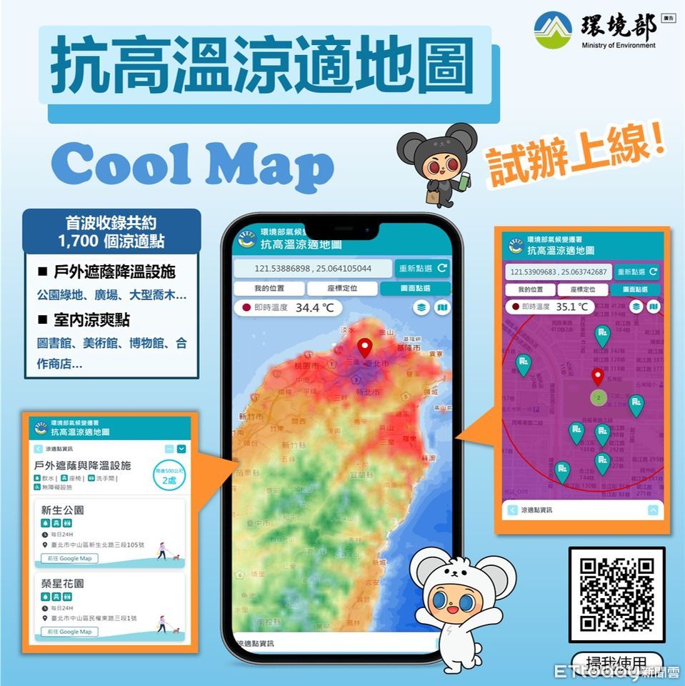 環境部「抗高溫涼適地圖」上線　1700個避暑點一鍵查
