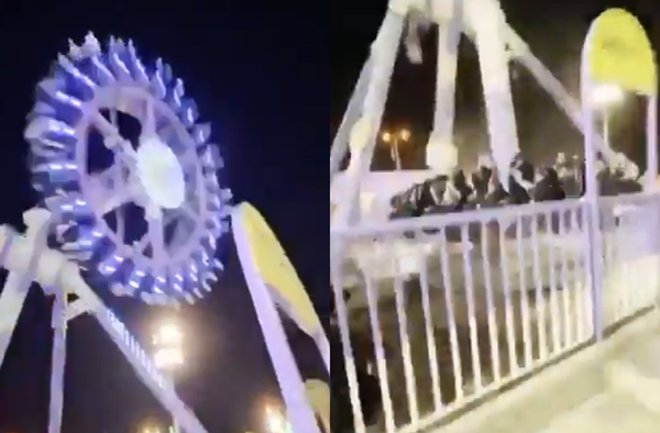 遊樂設施甩到空中「突斷成兩半」　遊客重摔落地23人受傷3送醫。（圖／翻攝自X）