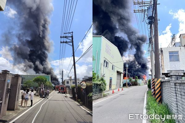 ▲桃園資源回收廠全面燃燒。（圖／記者沈繼昌翻攝，下同）