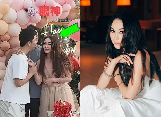 ▲溫碧霞生日被兒子獻吻，老公出手阻止。（圖／翻攝自微博）