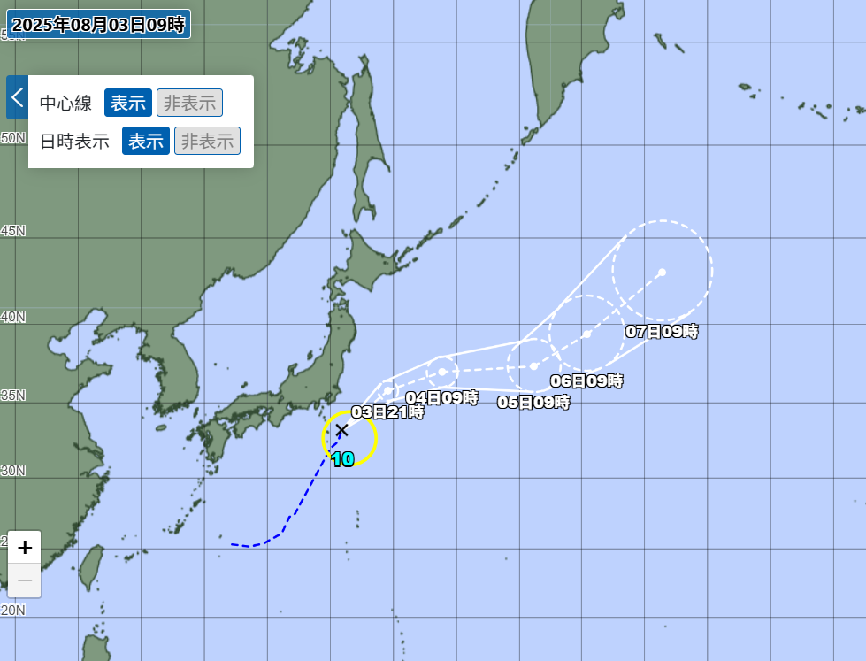 ▲▼赴日注意！白鹿颱風逼近日本「關東地區」　八丈島首當其衝。（圖／日本氣象廳）