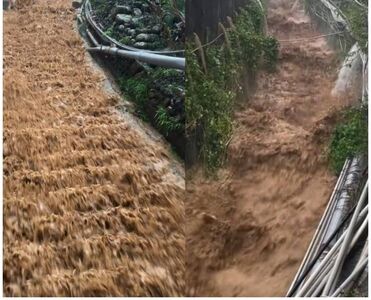 豪雨狂炸！員林市土角厝險崩塌　百年石階驚現「黃泥瀑布」