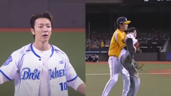 ▲▼SJ站上大巨蛋！東海、銀赫開球起衝突扭打　王威晨嚇歪攔架全被拍下。（圖／翻攝自中信兄弟頻道）