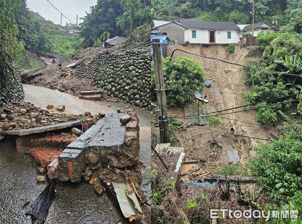 ▲豪雨連日沖刷造成嚴重土石流，民宅險掉落邊坡。（圖／翻攝自員林人大小事）