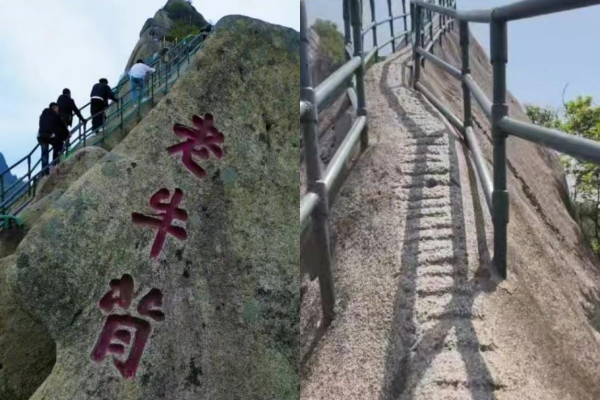 ▲▼陸男登山倚靠欄杆不慎墜亡。（圖／翻攝自微博）