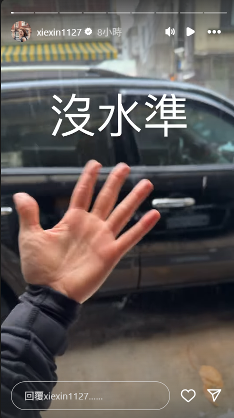 ▲▼謝忻車庫門遭亂停擋路　雨中崩潰吼「沒水準」。（圖／翻攝自Instagram／xiexin1127）
