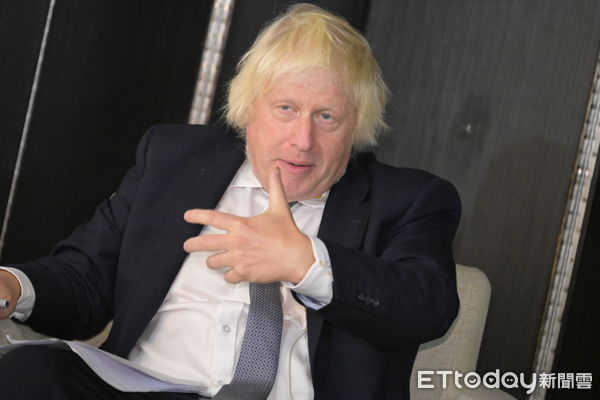 ▲▼英國前首相強生出席媒體見面會。（圖／記者黃國霖攝）