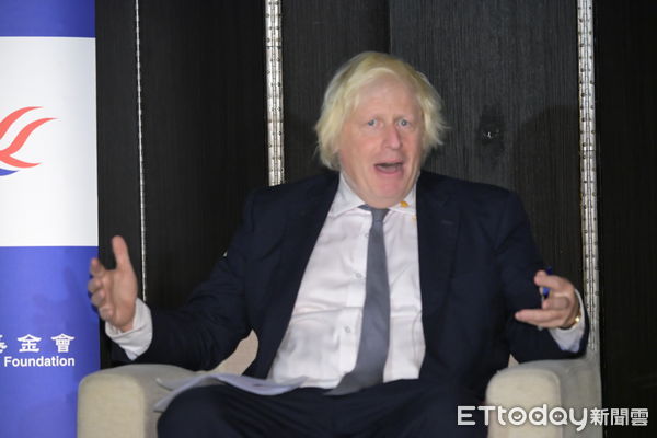 ▲▼英國前首相強生出席媒體見面會。（圖／記者黃國霖攝）