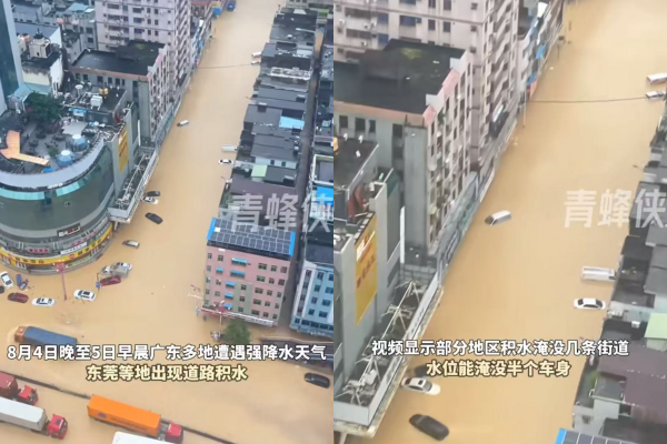 ▲隨處可見路邊車輛被淹過一半。（圖／翻攝自微博，上同）