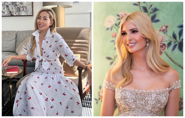 伊凡卡（右圖）在IG限動tag陳尚婷（左圖），感謝她送上護膚品。（翻攝ivankatrump IG、tinachencraig IG）