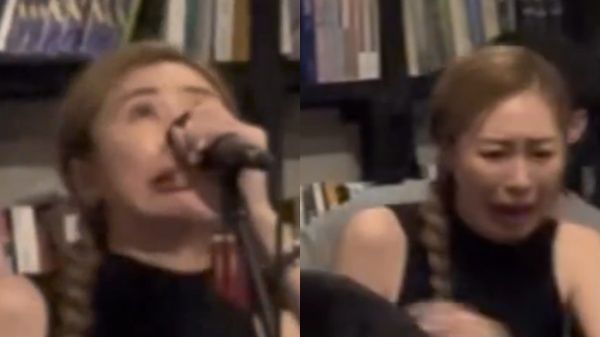 ▲張棋惠唱一半驚見蟑螂變臉尖叫！。（圖／翻攝自張棋惠Threads）