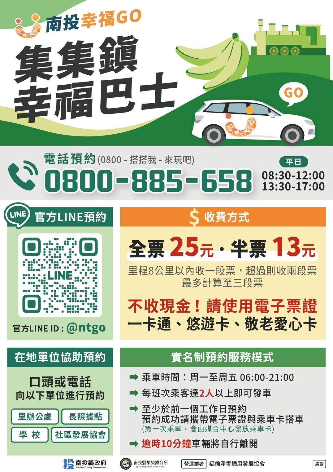 ▲南投幸福GO第五站集集鎮啟動，免費試營運2個月。（圖／南投縣政府提供）