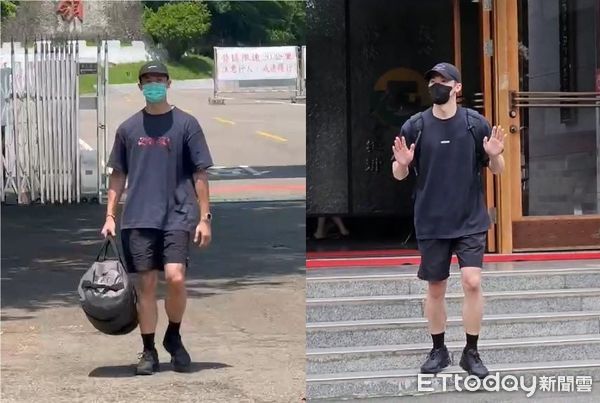 ▲▼去年9月6日許光漢放假走出營區門口（左圖／記者白珈陽攝），與今退伍（右圖／記者高堂堯攝）