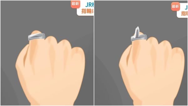 中國女的防癡漢戒指暗藏機關，按一下就會彈出小刀。（翻攝YT@TBS NEWS DIG Powered by JNN）