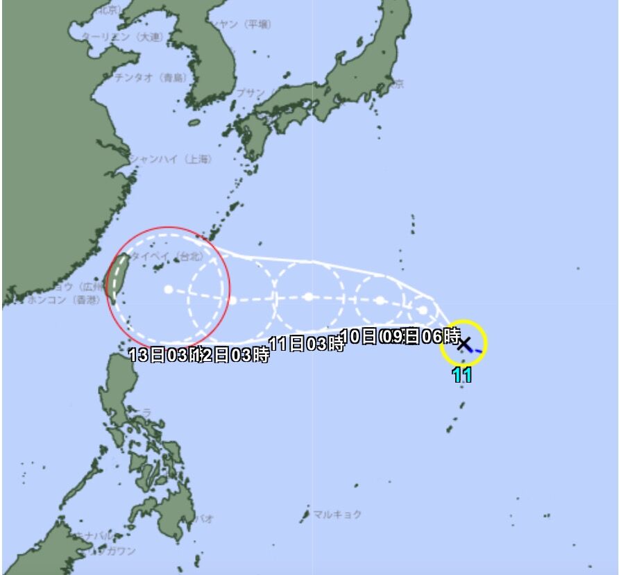 ▲▼日本預測楊柳颱風潛勢路徑。（圖／日本氣象廳）