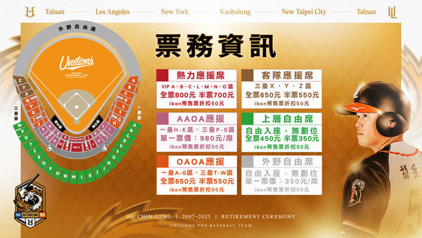 ▲▼胡金龍引退賽資訊。（圖／統一獅提供）