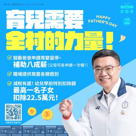 ▲▼卓榮泰慶祝父親節。（圖／翻攝自Facebook／卓榮泰）