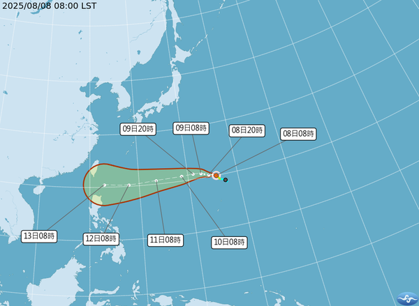 ▲▼楊柳颱風最新路徑。（圖／氣象署提供）