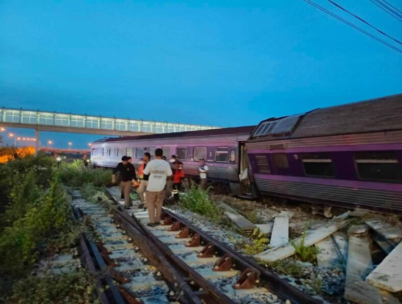 ▲▼火車出軌。（圖／翻攝自khaosod）