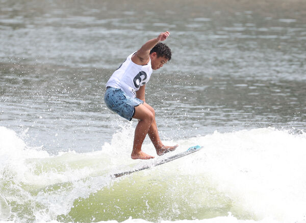 ▲「浪花弟弟」楊書愷順利挺進本屆世運會男子快艇衝浪SKIM項目決賽。（圖／中華奧會提供）