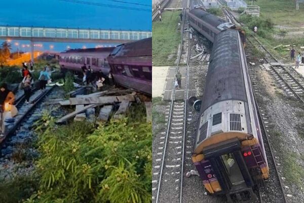 泰國火車出軌「暴衝撞月台」恐怖畫面曝！車廂歪斜　至少9傷