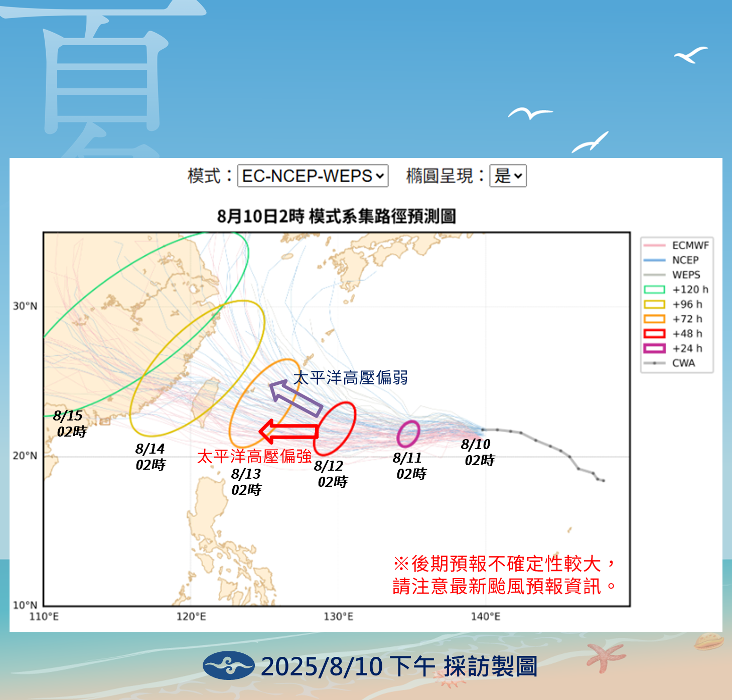 ▲▼楊柳颱風預測路徑。（圖／氣象署提供）