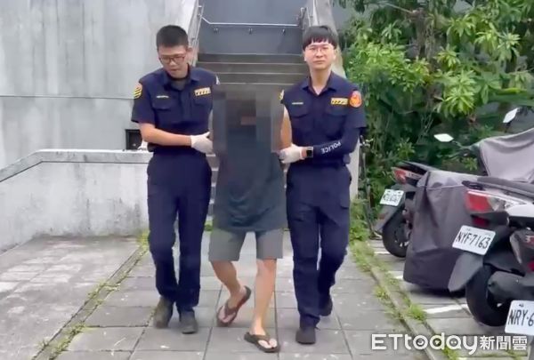 ▲▼毒駕的葉男被警方壓制上銬逮捕，肇事車輛車窗玻璃被員警敲破，警方依公共危險罪將葉男移送偵辦             。（圖／記者陳以昇翻攝）