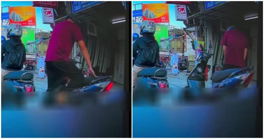 台南超狂騎士紅燈跳車「路邊尿尿」！目擊者傻眼：想不到這麼急
