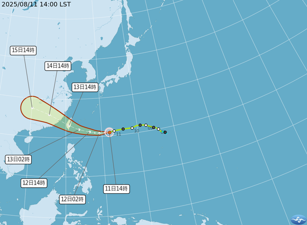 ▲▼楊柳颱風預估路徑。（圖／氣象署提供）