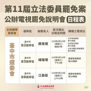823罷免倒數!中選會公布「7案說明會時程」 若遇颱風停班課將順延