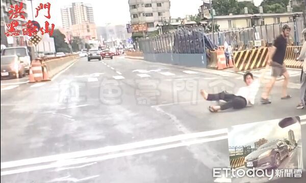 ▲劉男遭載與楊男發生口角，竟當街將楊男痛毆倒地。（圖／記者陸運陞翻攝）