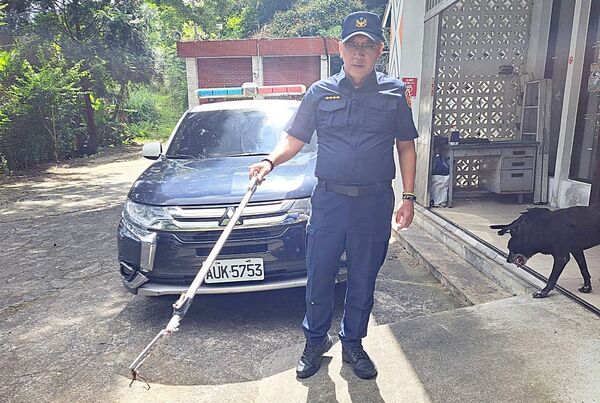 ▲桃園市大溪警分局榮華派出所員警沒有領養小貓之前，常常要自己抓蛇。（圖／大溪警方提供）