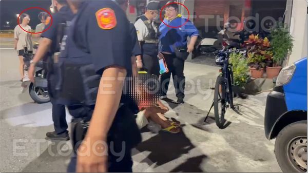 ▲一對男女跟一名宅急便員工協助保護跟報警             。（圖／記者吳奕靖攝）