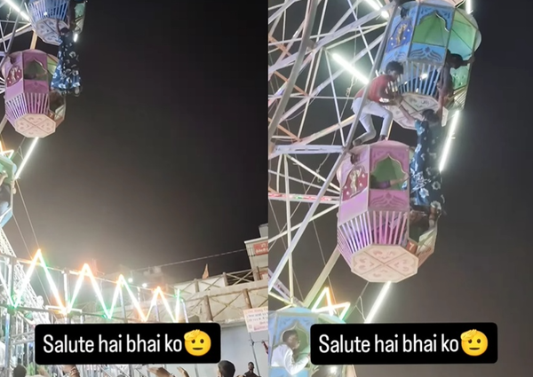 女遊客掉出摩天輪「無助掛9公尺高空」　英勇男爬上救援畫面曝。（圖／翻攝自Instagram）