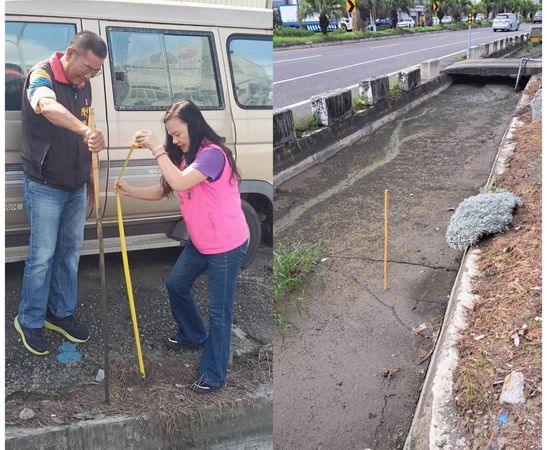 ▲線西鄉一條排水溝淤泥積125公分深。（圖／賴清美提供）