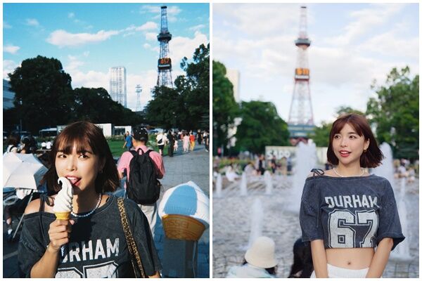 ▲一隻阿圓露出一側肩膀與纖細蠻腰，畫面吸睛。（圖／翻攝自Instagram／nanaciaociao）