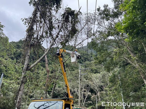 ▲瞬間風力破10級吹斷電線！台中和平3800多戶停電。（圖／台電台中區處提供）