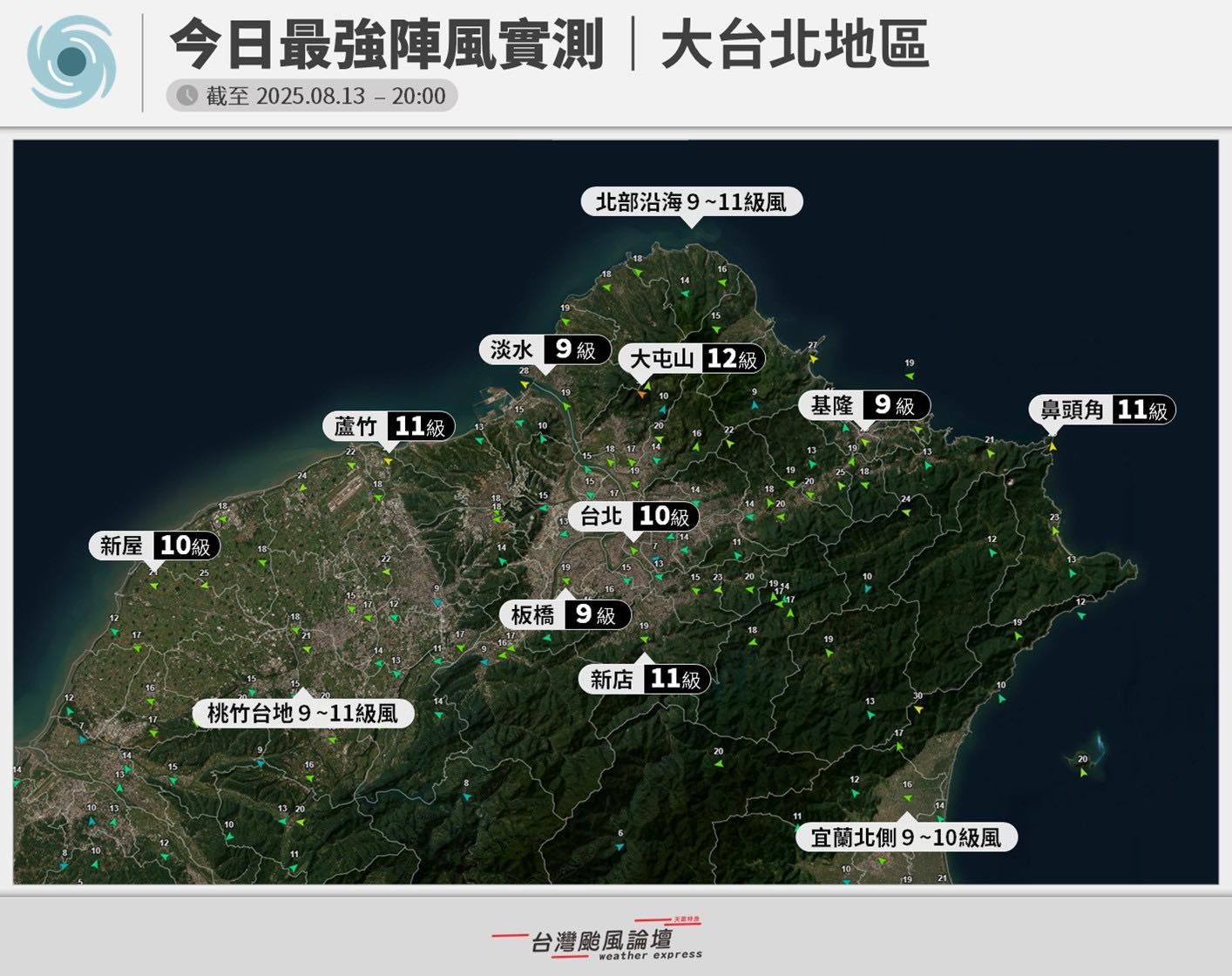 ▲▼三巧合北部刮強風。（圖／翻攝臉書／台灣颱風論壇｜天氣特急）