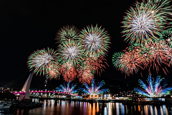 ▲2025淡水漁人碼頭仲夏繽紛樂8月10日煙火秀實景（圖／新北市漁業處提供）