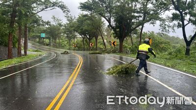 楊柳襲台　東河、都蘭警風雨中排除倒樹守護交通