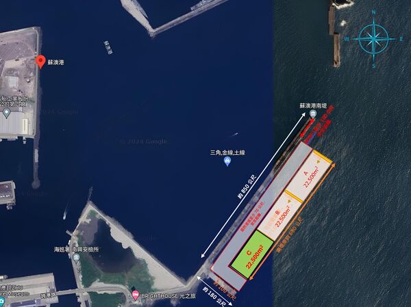 ▲本案試驗場域位置，目前C區已由以科國際海洋能源股份有限公司得標。（圖／基隆港務分公司）