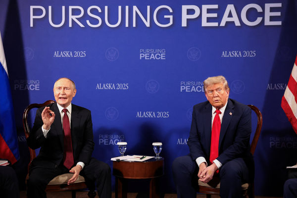 ▲▼美國總統川普在阿拉斯加會見俄羅斯總統普丁。（圖／路透）