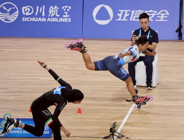 ▲劉巧兮世運會女子自由式輪滑速度過樁項目奪金。（圖／體育署提供）