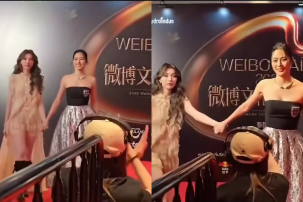 ▲▼「泰百天花板」LingOrm出席微博活動，牽手卻被工作人員禁止。（圖／翻攝自X）