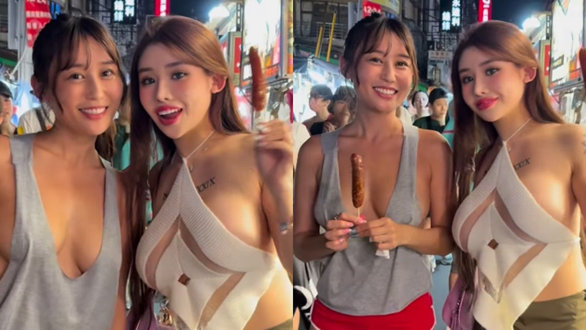 ▲▼女優無罩逛饒河。（圖／翻攝自Instagram／macca03x）