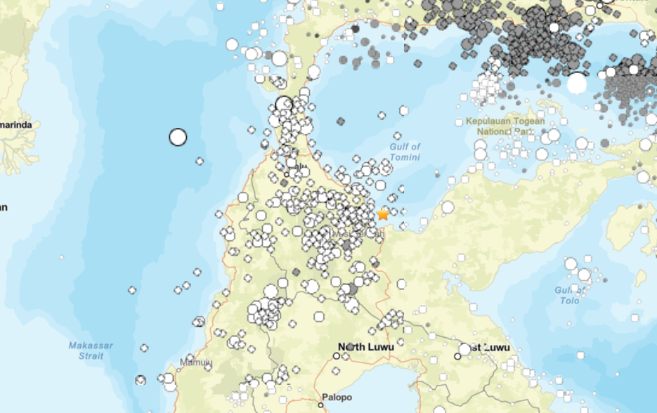 ▲▼印尼中部蘇拉威西島17日清晨發生規模5.8強震。（圖／翻攝自USGS）
