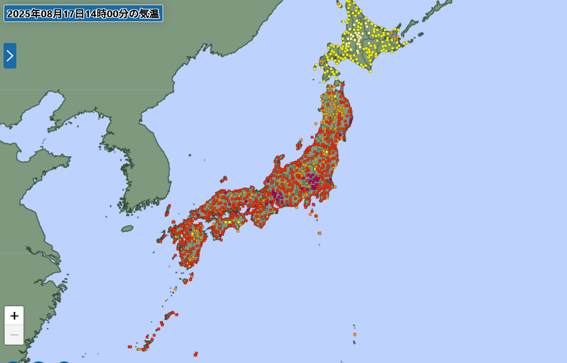 ▲▼赴日當心「熱到像蒸籠」！東京22人中暑送醫　東北至九州熱爆。（圖／日本氣象廳）