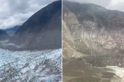 阿拉斯加大山崩「引發4.5公尺海嘯」 土石崩落空拍畫面曝光