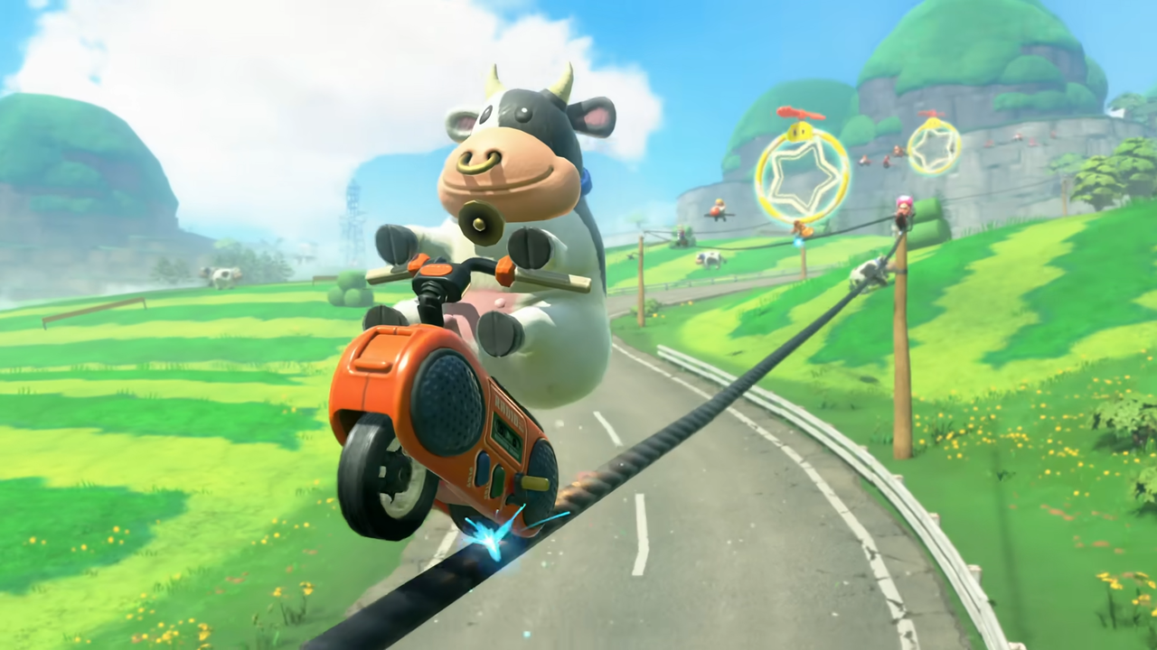 ▲▼《瑪利歐賽車世界》乳牛鼻環再掀爭議。（圖／翻攝自YouTube／Nintendo 公式チャンネル）