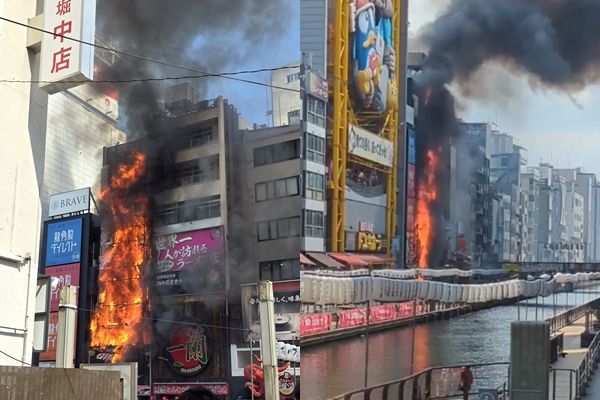 ▲快訊／大阪道頓堀大火狂燒3小時！　2消防員死亡、4傷。（圖／翻攝自X）